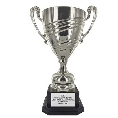 18 ½" Bright Silver Metal Italian Swirl Pattern Trophy Cup