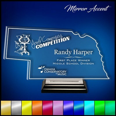 8" Nebraska Clear Acrylic Award with Mirror Accent
