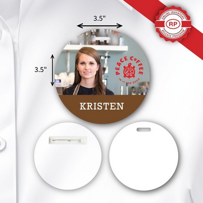 USA Made Tamper Evident Photo ID Badge (3.5") Circle
