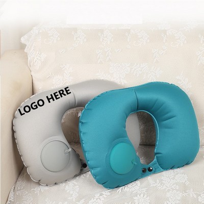 Portable Inflatable Travel Neck Pillow w/Storage Bag