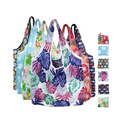 Sublimation Reusable Grocery Bag with Storage Pouch
