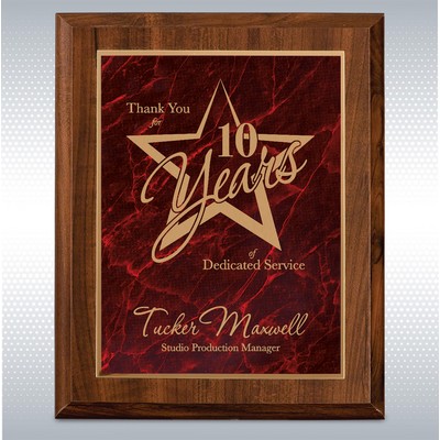 7" x 9" Cherry Finish Plaque with Red Marbleized Plate