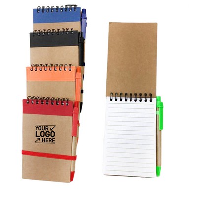 Pocket Spiral Notebook Recycled Cardboard Pen