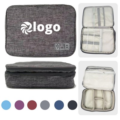 Travel Cable Organizer Pouch Portable Waterproof Three Layers All-in-One Storage Bag