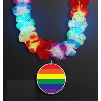 LED Hawaiian Leis Floral Pride Necklace with Medallion