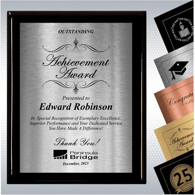 Black Piano Finish Wood Plaque Excellence, Employee Recognition Gift Award (10.5" x 13")