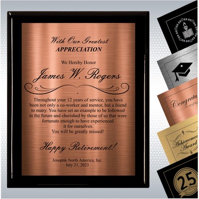 Black Piano Finish Wood Plaque Retirement Gift Award (7" x 9")