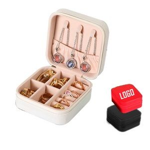 Mini Portable Leather Jewelry Box Organizer (4"x4"x2")