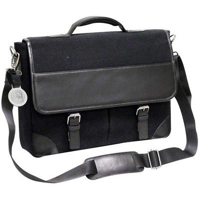 Leather Messenger Bag W/ Silver Medallion