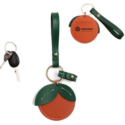 Mini Orange Shaped PU Card Holder Keychain