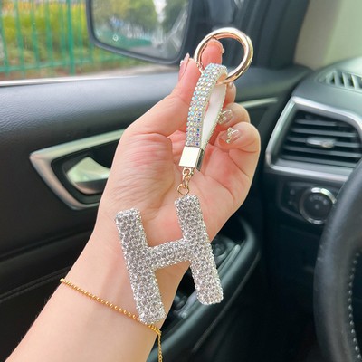 Crystal Surface Letter H Keychain Initial Keychain