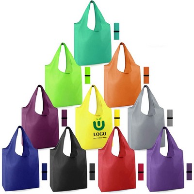 Reusable Grocery Bag Foldable Shopping Bag With Elastic Band