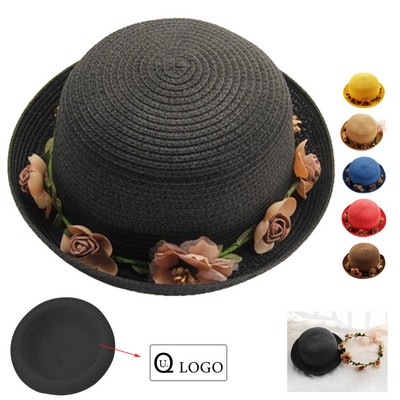 Kids' Dome Flowers Sun Protective Straw Hat