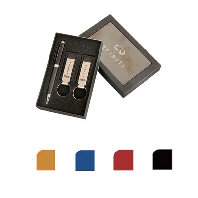 3Pcs Keyrings & Ballpoint Pen Gift Box Set