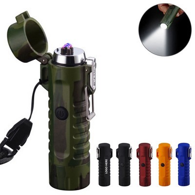 Multi Functional Flashlight With Dual Arc Lighter