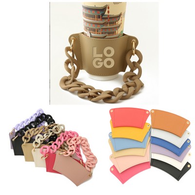 PU Leather Cup Cover With Chain