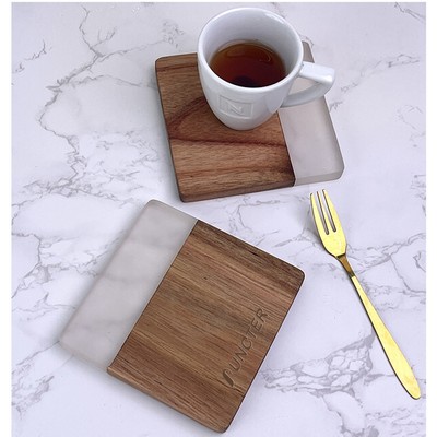 Square Epoxy Resin & Wood Bar Coasters