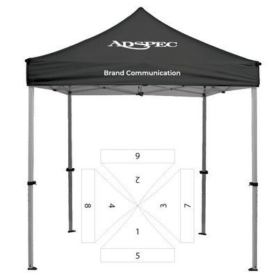 8' Black Square Tent - Printed