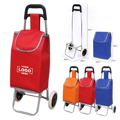Foldable Rolling Shopping Cart with Oxford Fabric