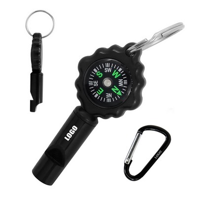 Compact 2-in-1 Whistle and Compass With Carabiner