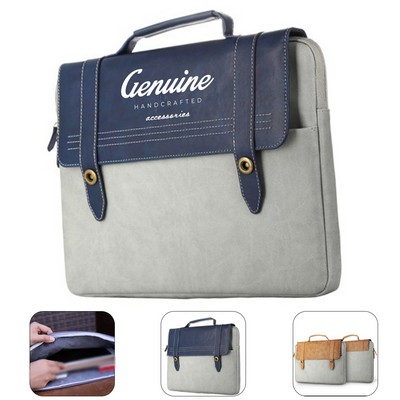 Portable Leather Laptop Handbag