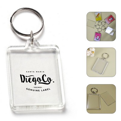 Clear Acrylic Rectangle Photo Insert Keychain