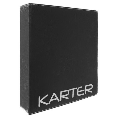 Black/Siver Leatherette 3 Ring Binder with 2" Slant D Rings