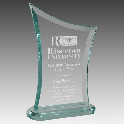 6" x 8.75" Jade Glass Award with Oval Shaped Base