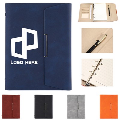 Pu Leather Binder Notebook W/ Cards Sleeve