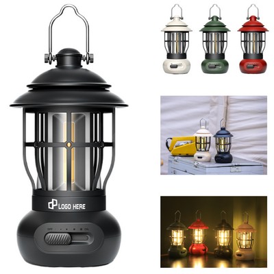 Vintage Rechargeable Camping Lantern W/ 3 Lighting Modes