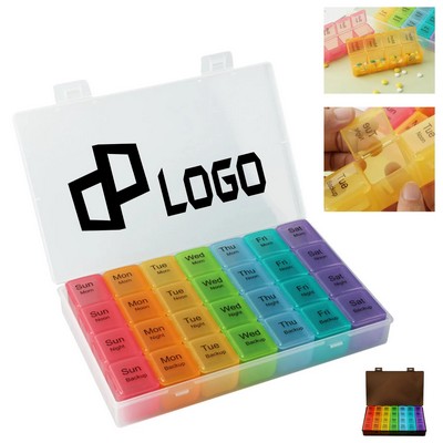 Large 28 Grid Rainbow Medicine Box