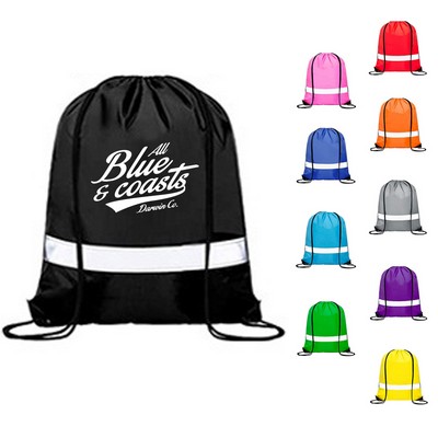 Reflective Stripe Drawstring Backpack