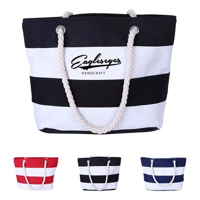 Striped Canvas Tote Bag