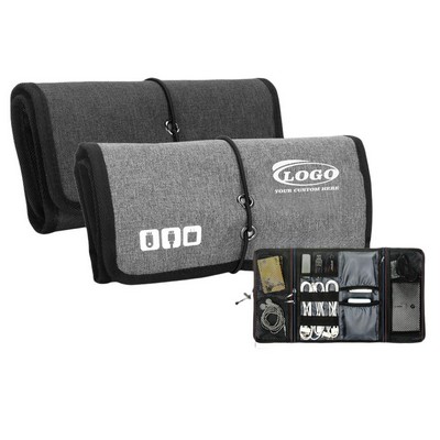 Polyester Folding Electronics Organizer Carrying Case Travel Digital Bag