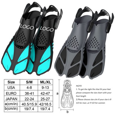 Adult Swim Or Dive Fins with Adjustable Straps