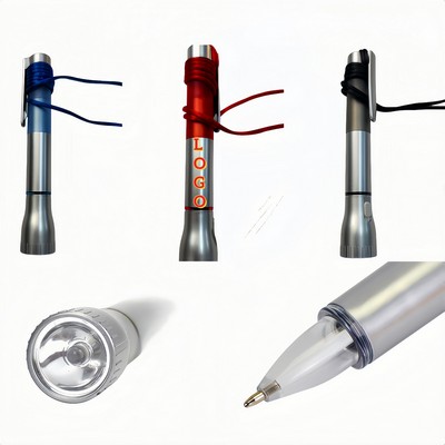 2-In-1 Flashlight Ballpoint Pen With Lanyard