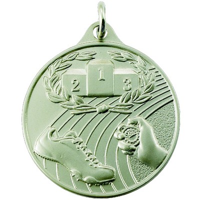 1 1/2" Silver Track Themed Medal