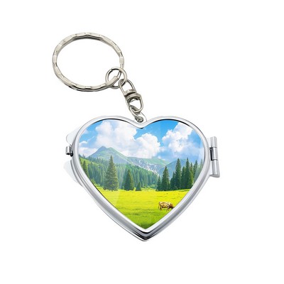 Epoxy Logo Heart Shaped Keychain Style Double Sided Mirror