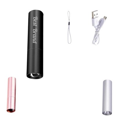 Rechargeable Stainless Steel Flashlight With Lanyard