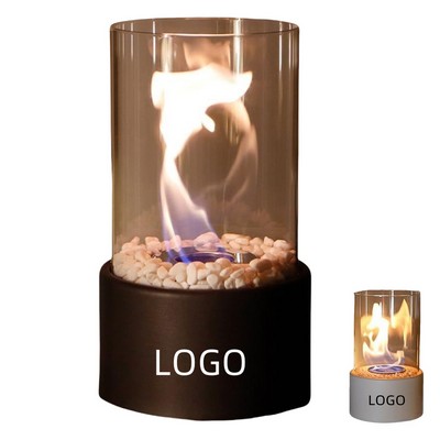 Circular Glass & Metal Alcohol Fireplace