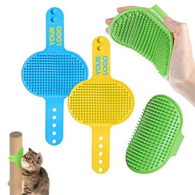 Silicone Pet Brush Flexible Rubber Grooming Tool w/Adjustable Strap