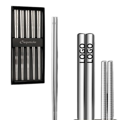 Set of 5 Pairs Stainless Steel Chopsticks