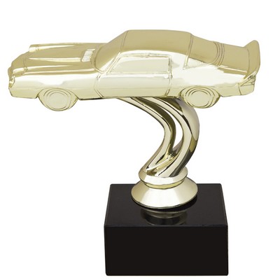 4 1/2" Gold Mustang Figure on Black Marble Base