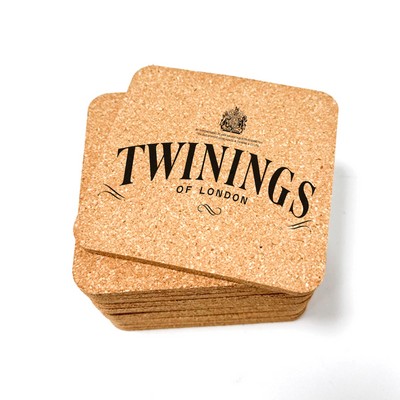 EcoEdge™ Square Cork Coaster – 4" x 4" Screen Printed, 5mm