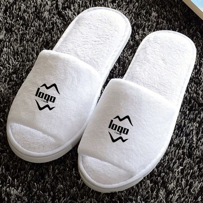 Plush Open-Toe Spa Slippers With Soft Terry Cloth