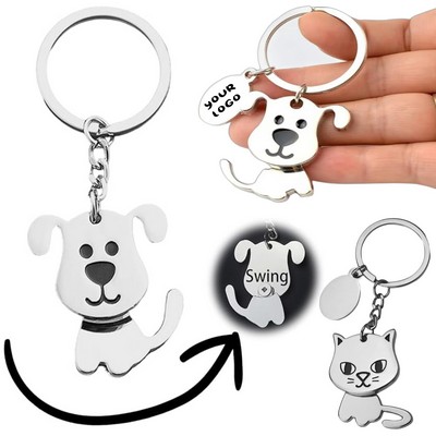 Custom Cute Pet Keychain with Swinging Head