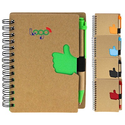 Thumb Up Eco Spiral Notebook W/Pen