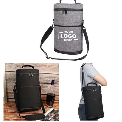 Insulated Portable Padded Canvas Wine Bag Insulated Leakproof Wine Cooler Bag