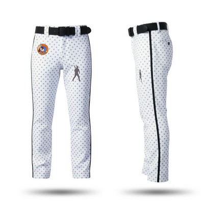 Premium Men Silk Full Length Striped Baseball Pants W/Piping