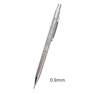 Stainless Steel Net Pattern Surface Mechanical Pencil 0.9 mm Pencil Lead